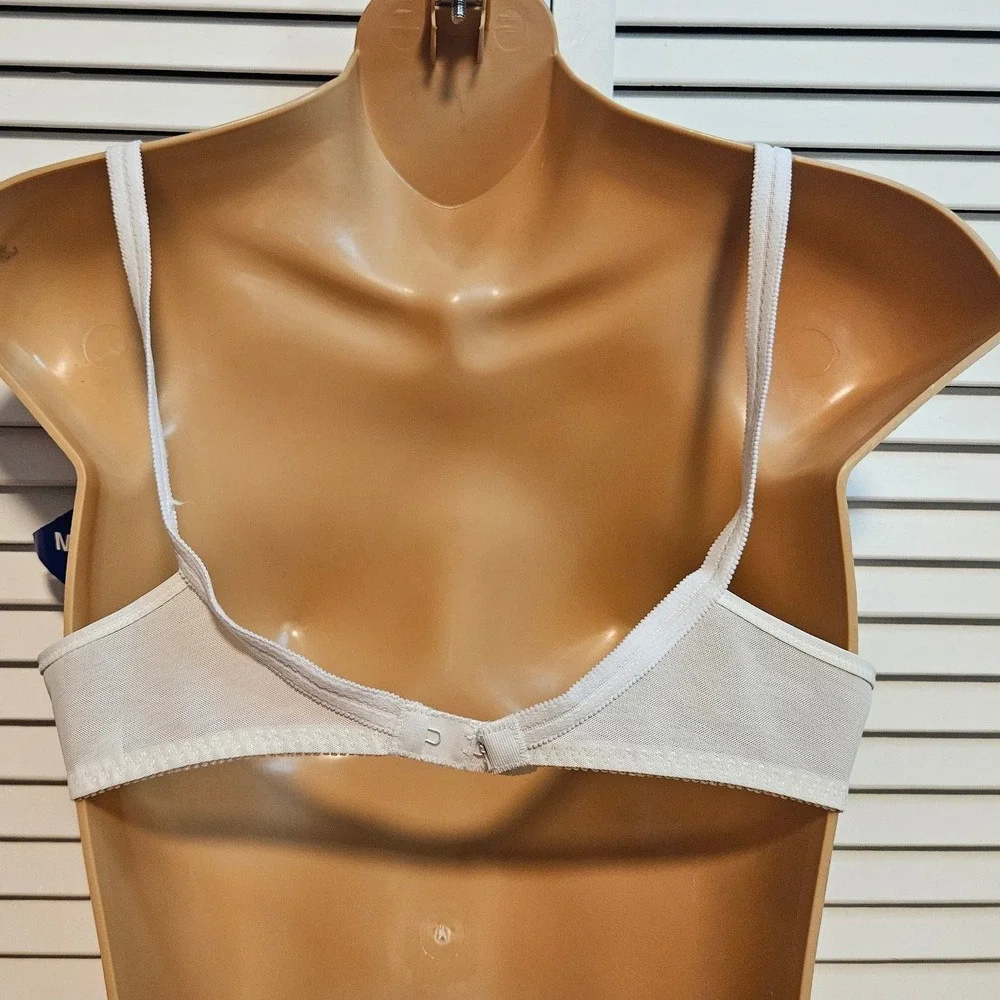 Vintage JCPenney White Wireless Seamless Bra 36A Lace Trim Style 2495 NWT